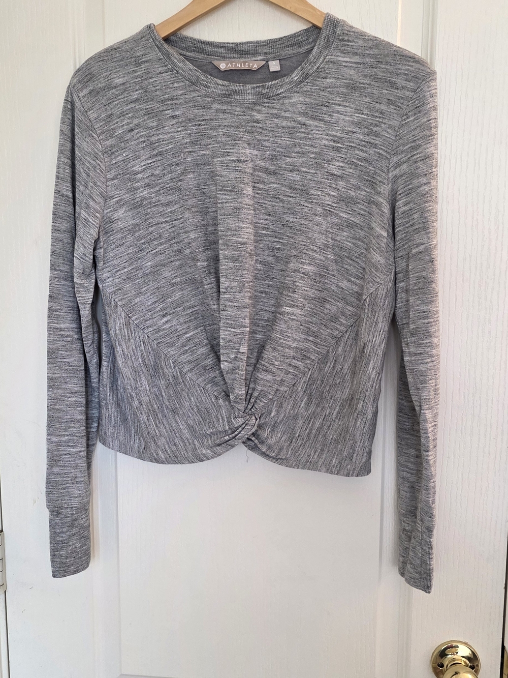 Athleta Gray Long Sleeve Twist-Hem Top